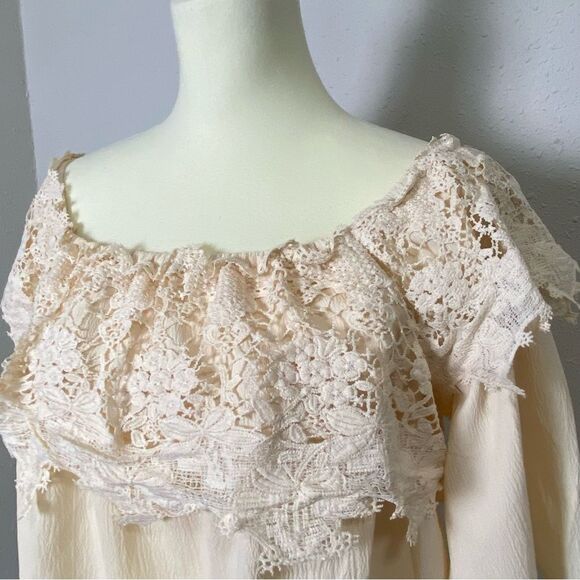 NWT Umgee Crochet Top Lace Short Flutter Sleeve Boho Mini Dress Women's Size S - Picture 4 of 14
